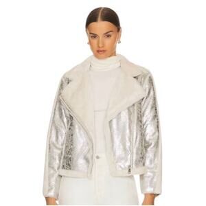 Adrienne Landau Moonstone Faux Shearling Jacket L NWT